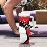 Turkey Flag and Modern Graphic Design Tumbler With Handle with Bold Red and Black Elements