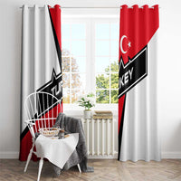 Turkey Flag and Modern Graphic Design Window Curtain with Bold Red and Black Elements