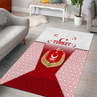 Turkey National Emblem and Cartoon Turkey Bird Area Rug with Red and White Gradient Design