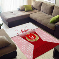 Turkey National Emblem and Cartoon Turkey Bird Area Rug with Red and White Gradient Design