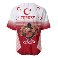 Turkey National Emblem and Cartoon Turkey Bird Baseball Jersey with Red and White Gradient Design