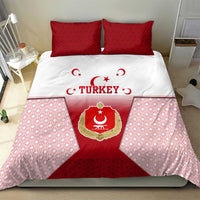 Turkey National Emblem and Cartoon Turkey Bird Bedding Set with Red and White Gradient Design