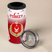 Turkey National Emblem and Cartoon Turkey Bird 4 in 1 Can Cooler Tumbler with Red and White Gradient Design