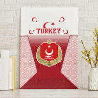 Turkey National Emblem and Cartoon Turkey Bird Canvas Wall Art with Red and White Gradient Design
