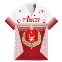 Turkey National Emblem and Cartoon Turkey Bird Family Matching Mermaid Dress and Hawaiian Shirt with Red and White Gradient Design