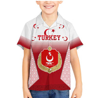Turkey National Emblem and Cartoon Turkey Bird Family Matching Mermaid Dress and Hawaiian Shirt with Red and White Gradient Design