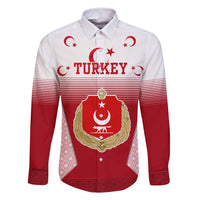 Turkey National Emblem and Cartoon Turkey Bird Family Matching Tank Maxi Dress and Hawaiian Shirt with Red and White Gradient Design