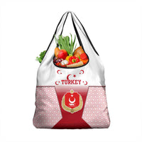 Turkey National Emblem and Cartoon Turkey Bird Grocery Bag with Red and White Gradient Design