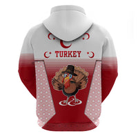 Turkey National Emblem and Cartoon Turkey Bird Hoodie with Red and White Gradient Design