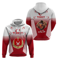 Turkey National Emblem and Cartoon Turkey Bird Hoodie with Red and White Gradient Design