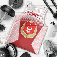 Turkey National Emblem and Cartoon Turkey Bird Men Tank Top with Red and White Gradient Design