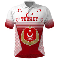 Turkey National Emblem and Cartoon Turkey Bird Polo Shirt with Red and White Gradient Design