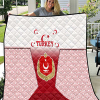 Turkey National Emblem and Cartoon Turkey Bird Quilt with Red and White Gradient Design