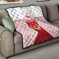 Turkey National Emblem and Cartoon Turkey Bird Quilt with Red and White Gradient Design