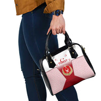 Turkey National Emblem and Cartoon Turkey Bird Shoulder Handbag with Red and White Gradient Design