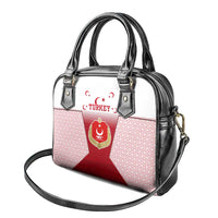 Turkey National Emblem and Cartoon Turkey Bird Shoulder Handbag with Red and White Gradient Design