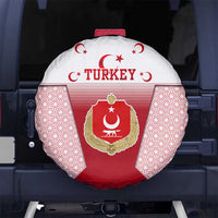Turkey National Emblem and Cartoon Turkey Bird Spare Tire Cover with Red and White Gradient Design