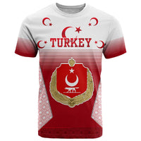 Turkey National Emblem and Cartoon Turkey Bird T Shirt with Red and White Gradient Design
