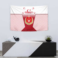 Turkey National Emblem and Cartoon Turkey Bird Tapestry with Red and White Gradient Design