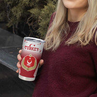 Turkey National Emblem and Cartoon Turkey Bird Tumbler Cup with Red and White Gradient Design