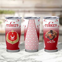 Turkey National Emblem and Cartoon Turkey Bird Tumbler Cup with Red and White Gradient Design