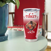 Turkey National Emblem and Cartoon Turkey Bird Tumbler Cup with Red and White Gradient Design
