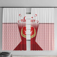 Turkey National Emblem and Cartoon Turkey Bird Window Curtain with Red and White Gradient Design