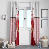 Turkey National Emblem and Cartoon Turkey Bird Window Curtain with Red and White Gradient Design