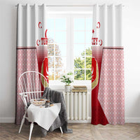 Turkey National Emblem and Cartoon Turkey Bird Window Curtain with Red and White Gradient Design
