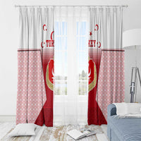 Turkey National Emblem and Cartoon Turkey Bird Window Curtain with Red and White Gradient Design