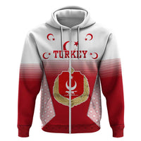 Turkey National Emblem and Cartoon Turkey Bird Zip Hoodie with Red and White Gradient Design