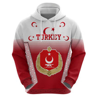 Turkey National Emblem and Cartoon Turkey Bird Zip Hoodie with Red and White Gradient Design