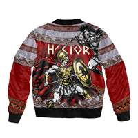 Hector Prince Of Troy Sleeve Zip Bomber Jacket Ancient Greek Mythology Trojan Warrior