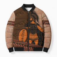 Hector Of Troy Bomber Puffer Jacket Ancient Greek Mythology Pottery Trojan Warrior