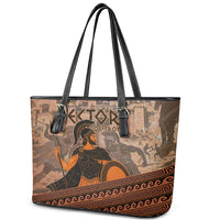 Hector Of Troy Leather Tote Bag Ancient Greek Mythology Pottery Trojan Warrior