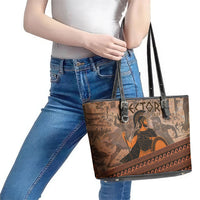 Hector Of Troy Leather Tote Bag Ancient Greek Mythology Pottery Trojan Warrior