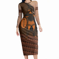 Hector Of Troy Long Sleeve Bodycon Dress Ancient Greek Mythology Pottery Trojan Warrior