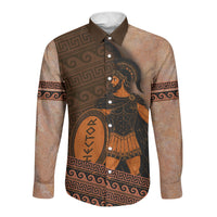Hector Of Troy Long Sleeve Button Shirt Ancient Greek Mythology Pottery Trojan Warrior