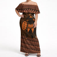 Hector Of Troy Off Shoulder Maxi Dress Ancient Greek Mythology Pottery Trojan Warrior