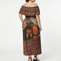 Hector Of Troy Off Shoulder Maxi Dress Ancient Greek Mythology Pottery Trojan Warrior
