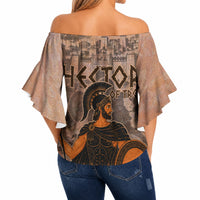 Hector Of Troy Off Shoulder Wrap Waist Top Ancient Greek Mythology Pottery Trojan Warrior
