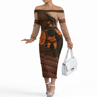 Hector Of Troy Off The Shoulder Long Sleeve Dress Ancient Greek Mythology Pottery Trojan Warrior