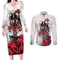 Skeleton Love Couples Matching Long Sleeve Bodycon Dress and Long Sleeve Button Shirts Til Death Do Us Apart - Wonder Print Shop
