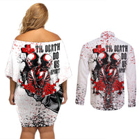 Skeleton Love Couples Matching Off Shoulder Short Dress and Long Sleeve Button Shirts Til Death Do Us Apart - Wonder Print Shop