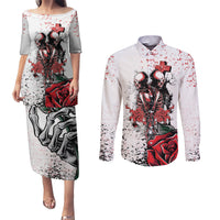 Skeleton Love Couples Matching Puletasi Dress and Long Sleeve Button Shirts Til Death Do Us Apart - Wonder Print Shop