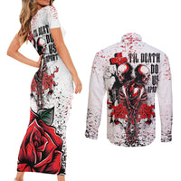Skeleton Love Couples Matching Short Sleeve Bodycon Dress and Long Sleeve Button Shirts Til Death Do Us Apart - Wonder Print Shop