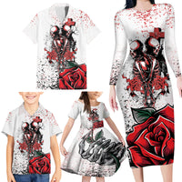 Skeleton Love Family Matching Long Sleeve Bodycon Dress and Hawaiian Shirt Til Death Do Us Apart - Wonder Print Shop