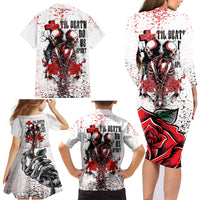 Skeleton Love Family Matching Long Sleeve Bodycon Dress and Hawaiian Shirt Til Death Do Us Apart - Wonder Print Shop