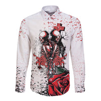 Skeleton Love Long Sleeve Button Shirt Til Death Do Us Apart - Wonder Print Shop