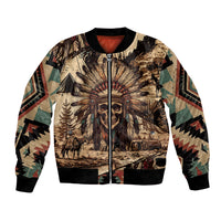 Native American Skull Bomber Jacket with Tribal Prints - Wonder Print Shop